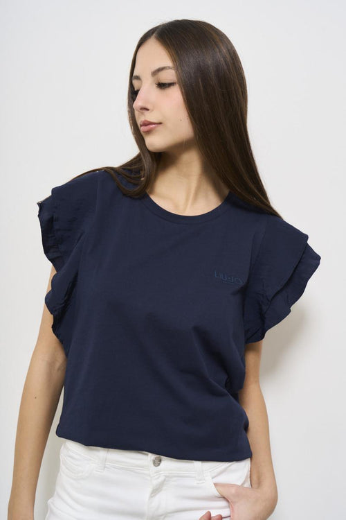 T-shirt donna girocollo blu - 2