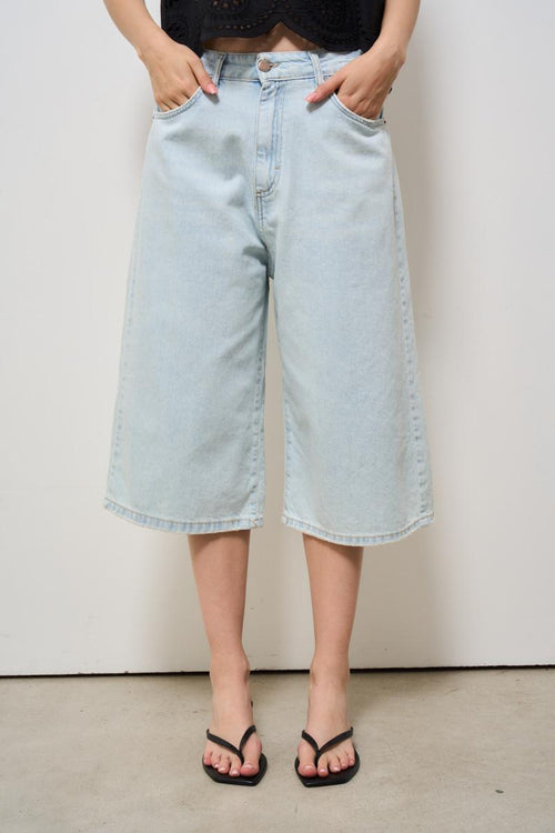 Bermuda donna in denim chiaro - 1
