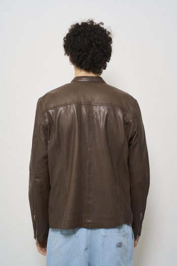 Giubbotto uomo in pelle marrone - 4