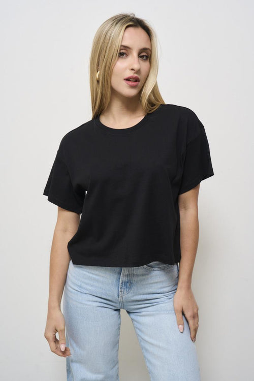 T-shirt donna cropped nera