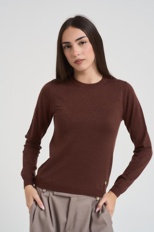 Maglia donna girocollo cioccolato