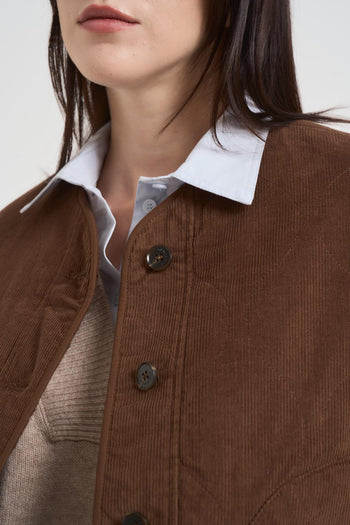 Gilet Seth donna velluto a coste marrone - 3