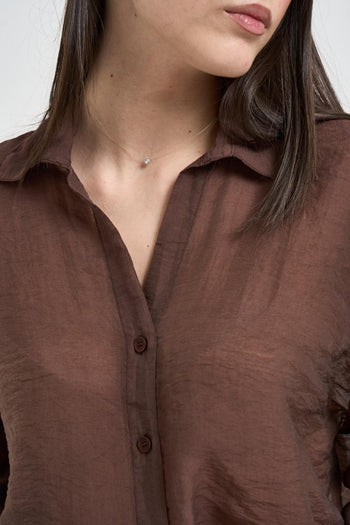 Camicia donna semitrasparente marrone - 3