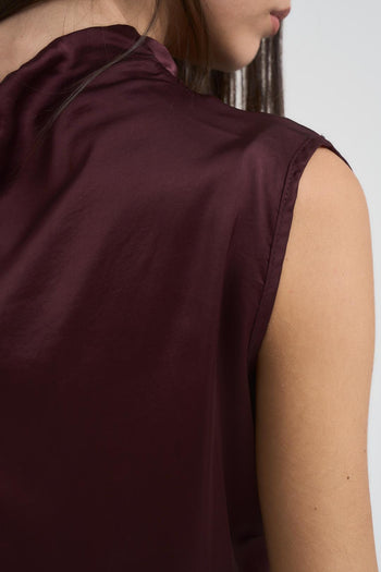 Top donna smanicato satinato marrone - 5