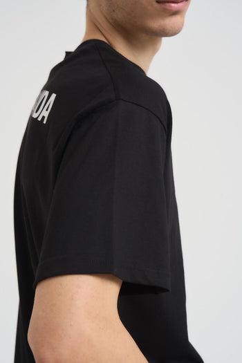 T-shirt uomo nera con logo bianco - 5