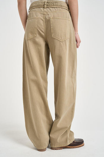 Jeans donna baggy in denim beige - 5