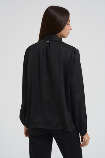 Blusa donna nera con fiocco - 3