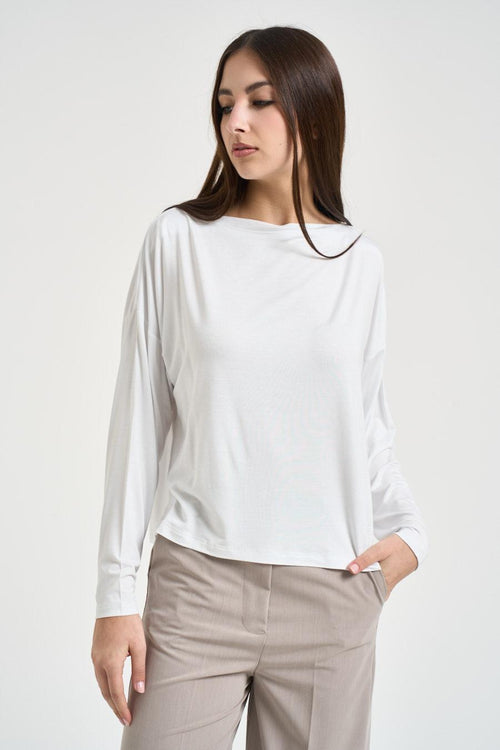 Maglia donna scollo a barca bianca - 2