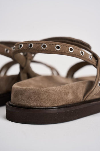 Sandalo donna in suede tortora - 7