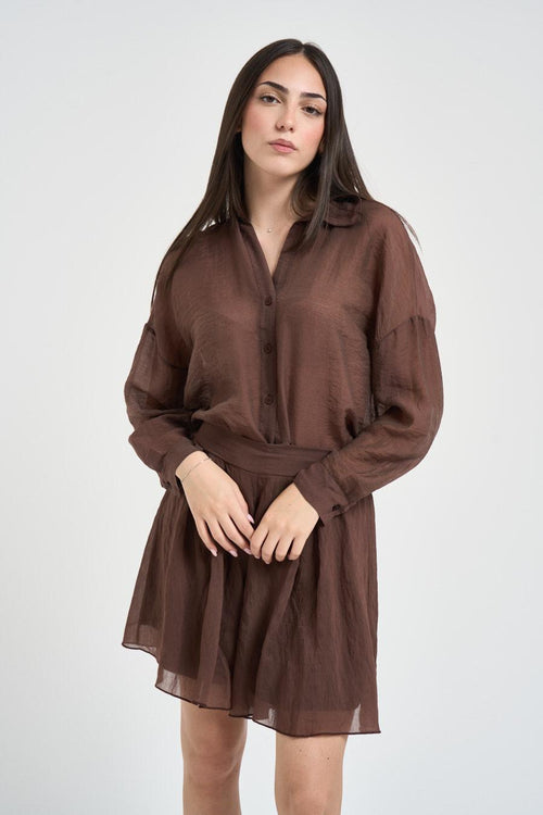 Camicia donna semitrasparente marrone