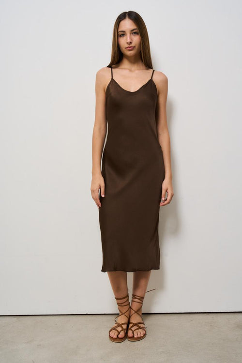 Abito donna midi marrone<BR/>