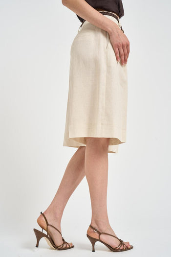Bermuda donna in lino panna - 4