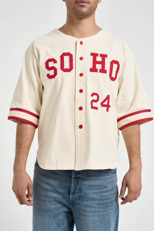 Camicia uomo baseball panna e rossa - 2