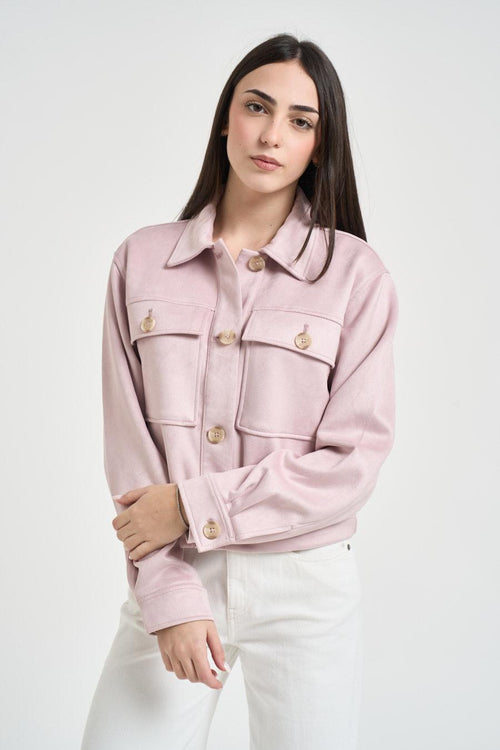 Giubbotto donna in suede rosa