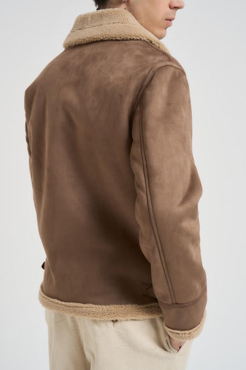 Giubbotto uomo eco montone marrone - 4