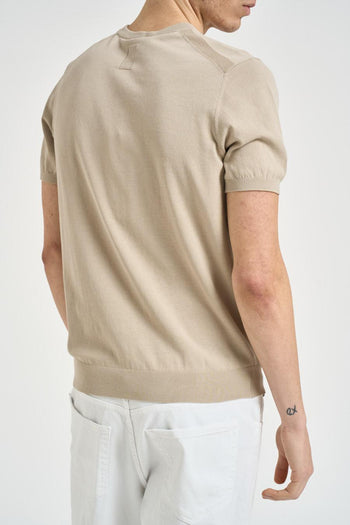 T-shirt uomo girocollo in maglia beige - 3