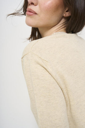 Maglia donna girocollo panna - 4