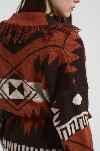 Cardigan donna in maglia multicolor - 5