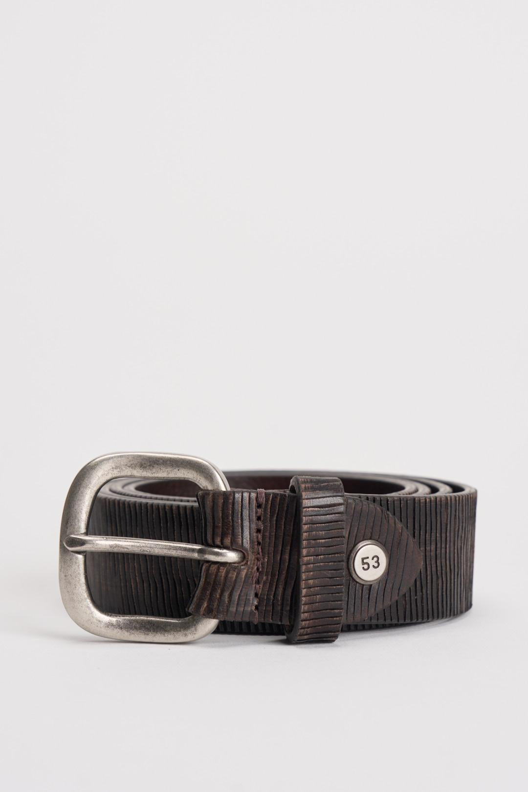 Cintura uomo in pelle pitonata marrone MRF255C027 MORO MINORONZONI 