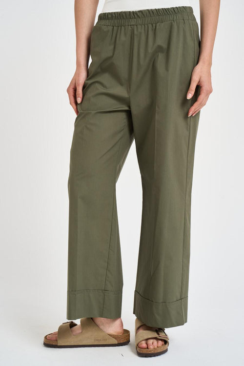 Pantalone donna fluido verde militare