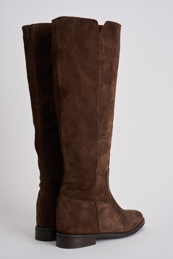 Stivale donna in suede marrone - 5