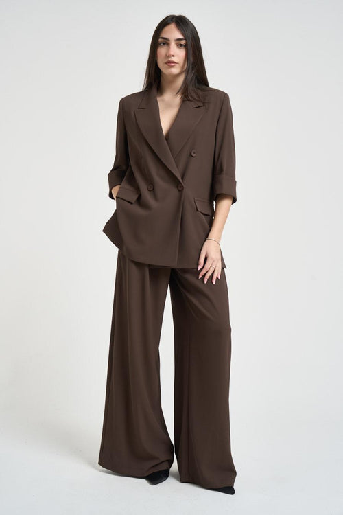 Giacca donna doppiopetto marrone - 1