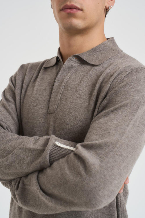 Polo uomo in maglia tortora - 2