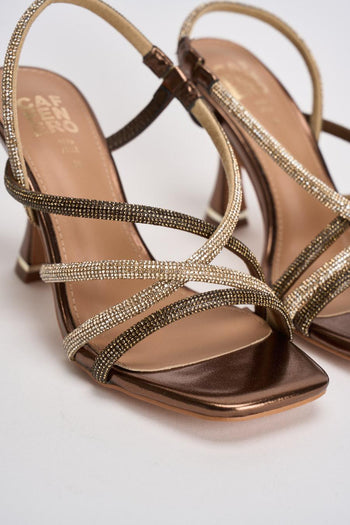 Sandalo donna bronzo con strass - 4