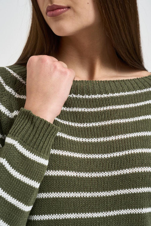 Maglia donna a righe verde - 2