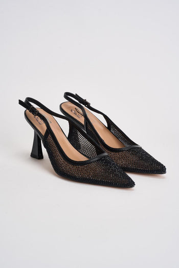 Slingback donna con strass nera - 3