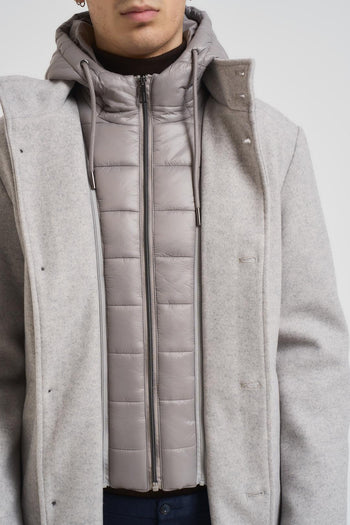 Cappotto uomo midi grigio chiaro con pettorina - 6