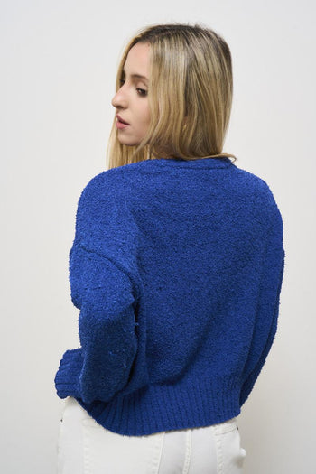 Maglia donna blu cropped - 4