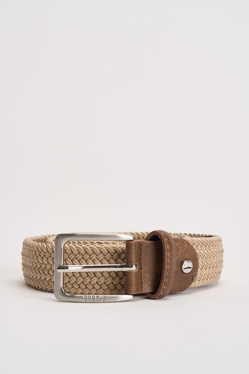 Cintura uomo in tessuto beige intrecciata