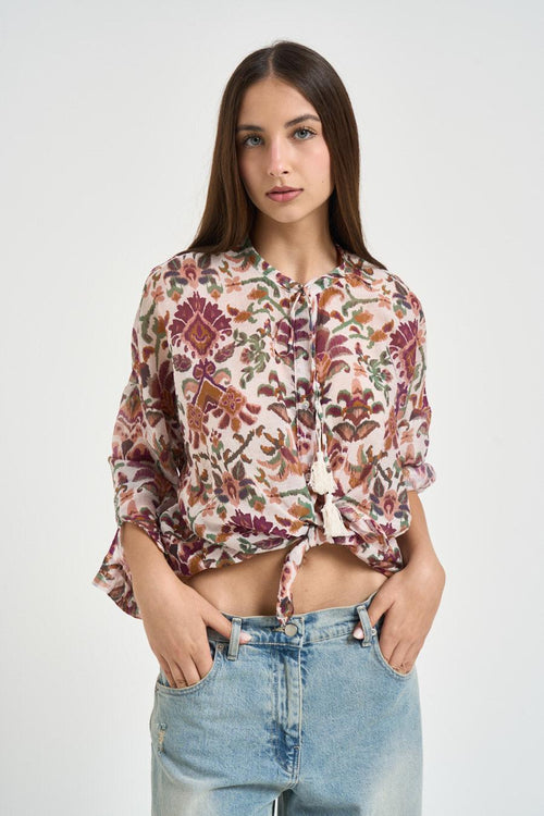 Camicia donna fantasia floreale multicolor - 1