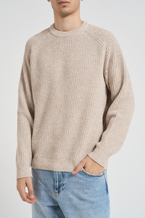 Maglia uomo girocollo a costine beige