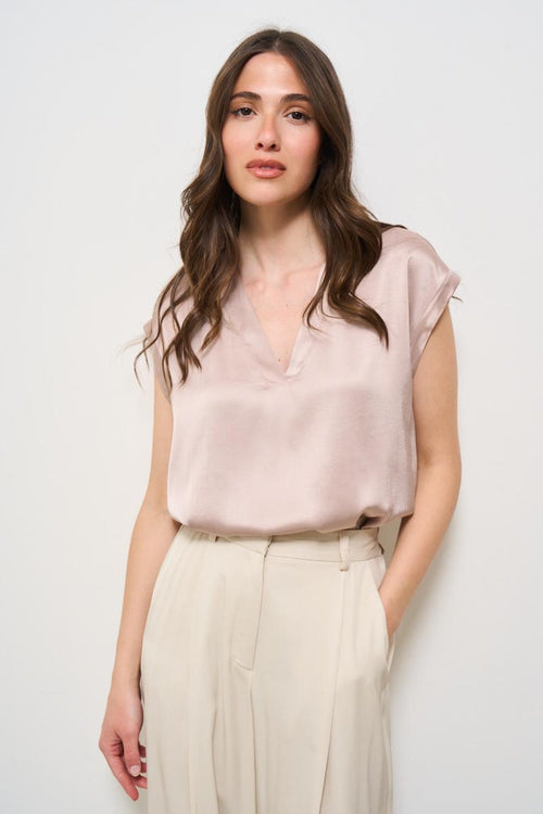 Blusa donna scollo a V rosa