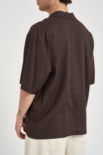 Camicia uomo manica corta marrone - 3