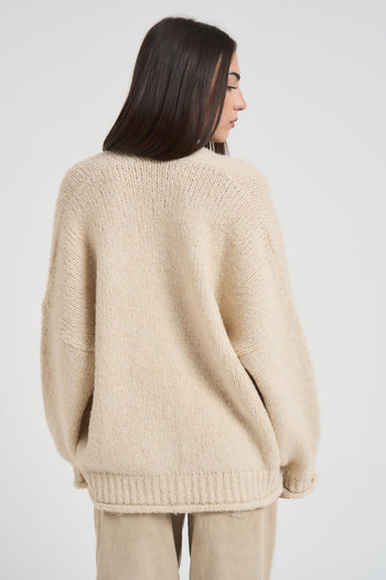 Cardigan donna scollo a V panna - 5