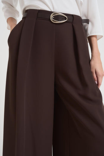 Pantalone donna a palazzo marrone - 3