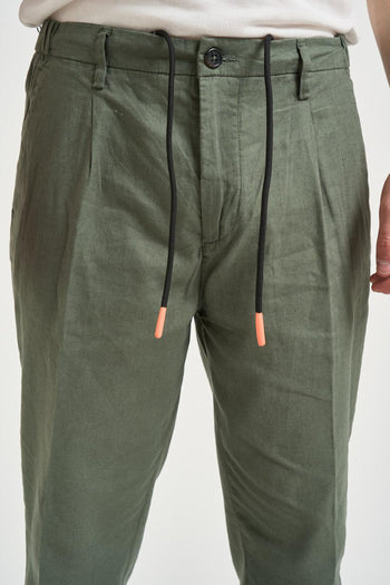 Pantalone uomo in lino verde - 4