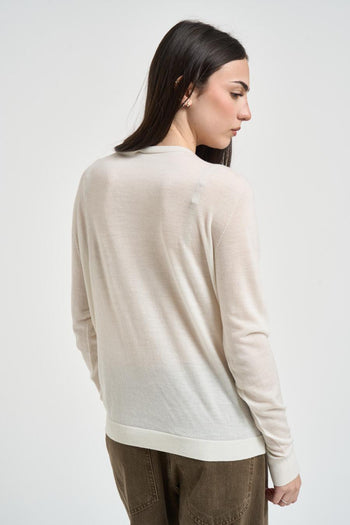 Maglia donna girocollo panna - 3