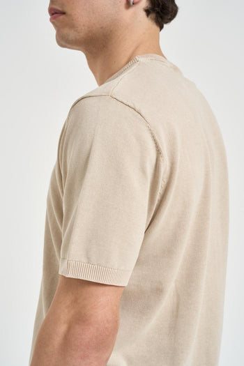 T-shirt uomo in maglia avorio - 5