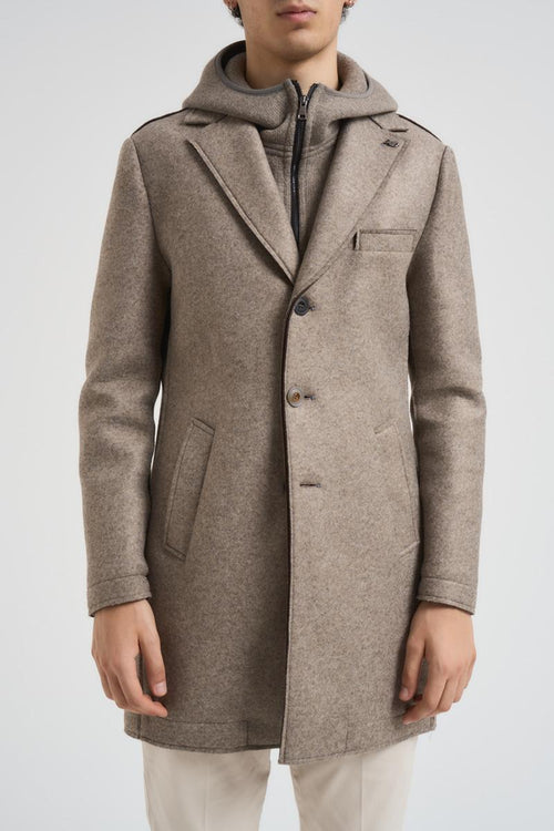 Cappotto uomo midi con felpa tortora - 2