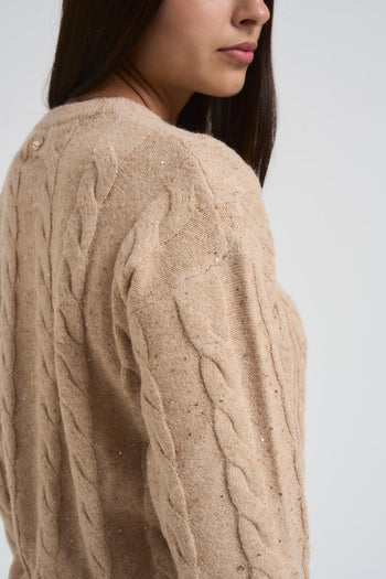 Girocollo trecce e paillettes donna cammello - 4