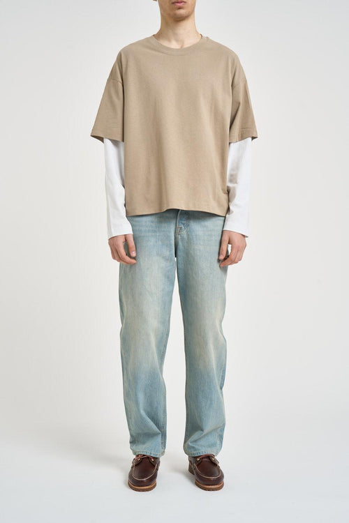 T-shirt uomo struttura a doppio strato bianca e beige