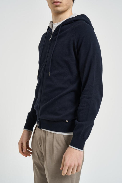 Felpa uomo con zip blu - 2