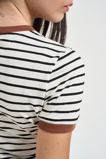 T-shirt donna a righe bianche e nere - 4