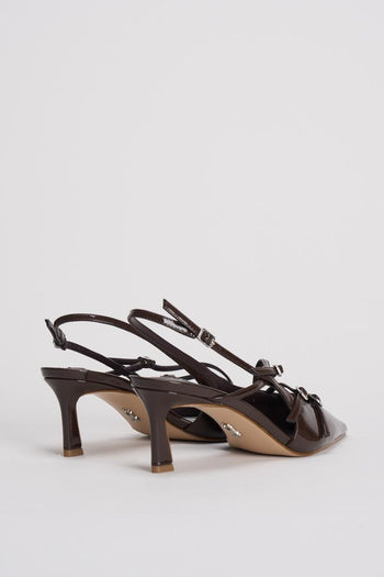 Scarpa con tacco bordeaux a punta - 3