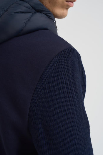Piumino uomo con manica in maglia blu notte - 7