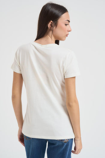 T-shirt girocollo donna bianco - 5